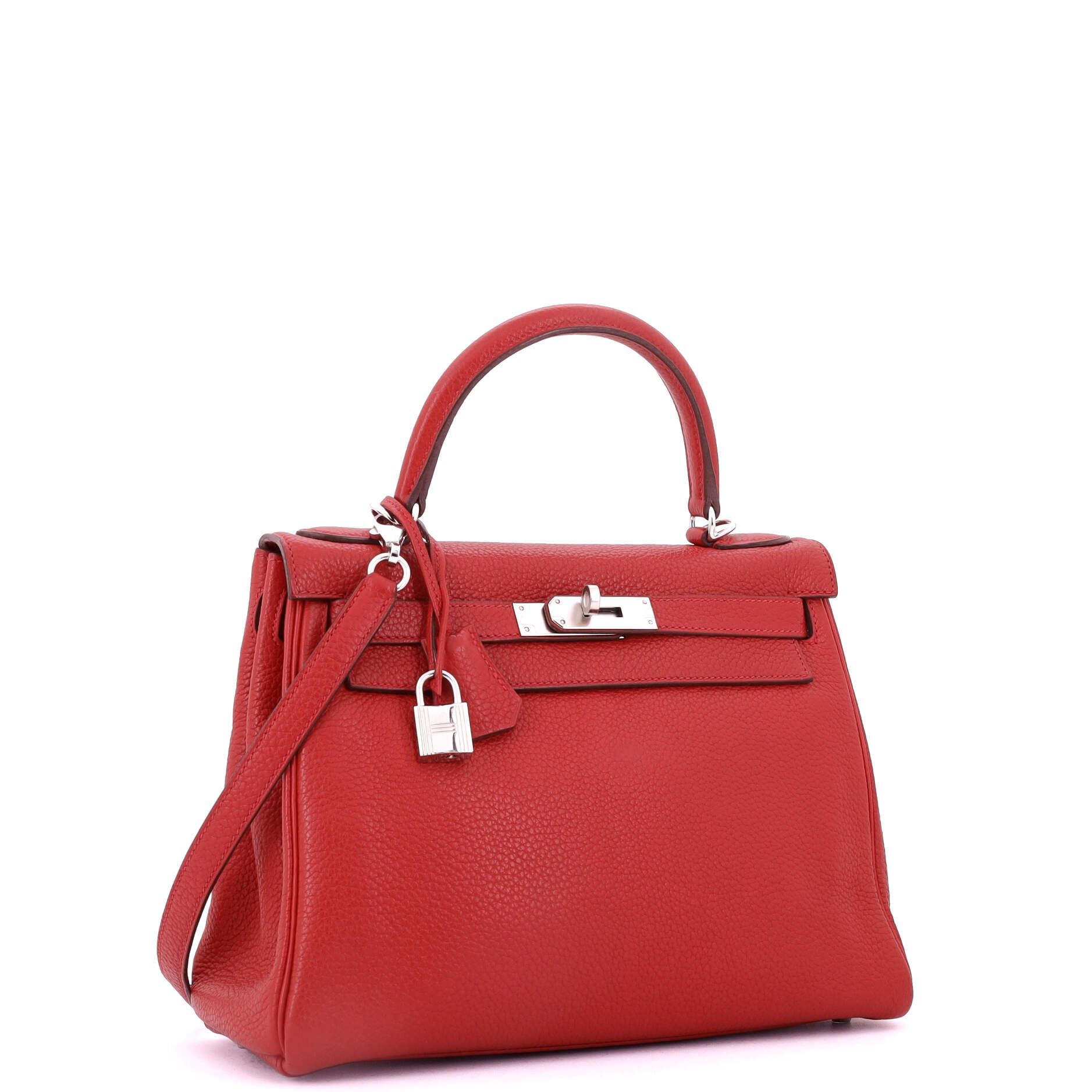 Pre-Owned Hermes Kelly Handbag Red Togo with Palladium Hardware 28, Alternate, color, 