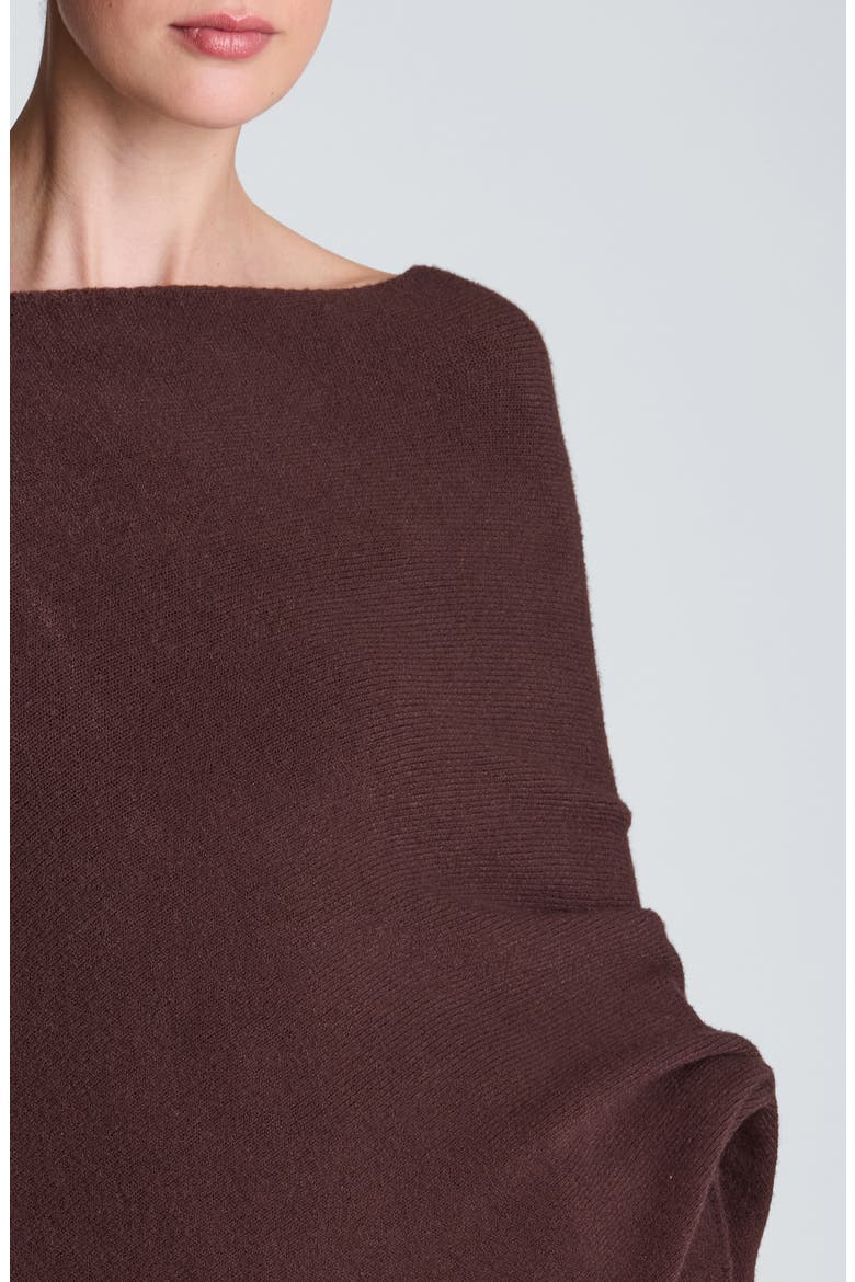 Asymmetric Drape Neck Sweater, Alternate, color, MEDIUM BARK