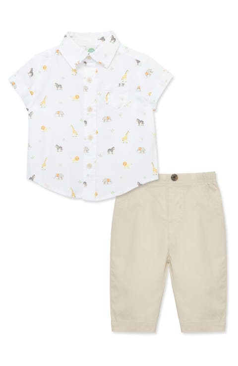 Safari Print Cotton Shirt & Pants Set (Baby)