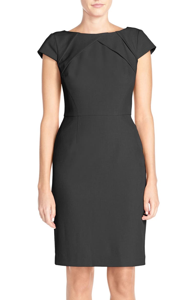 Adrianna Papell Pleat Detail Cap Sleeve Sheath Dress, Main, color, 