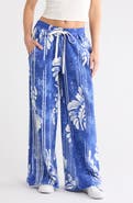 Free People One Above Floral Wide Leg Cotton Blend Pants