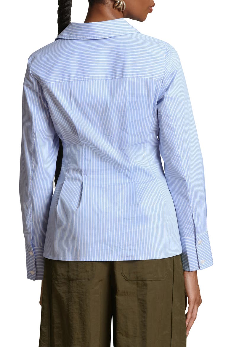 Stripe Cotton Blend Button-Up Top, Alternate, color, BLUE/ WHITE STRIPE