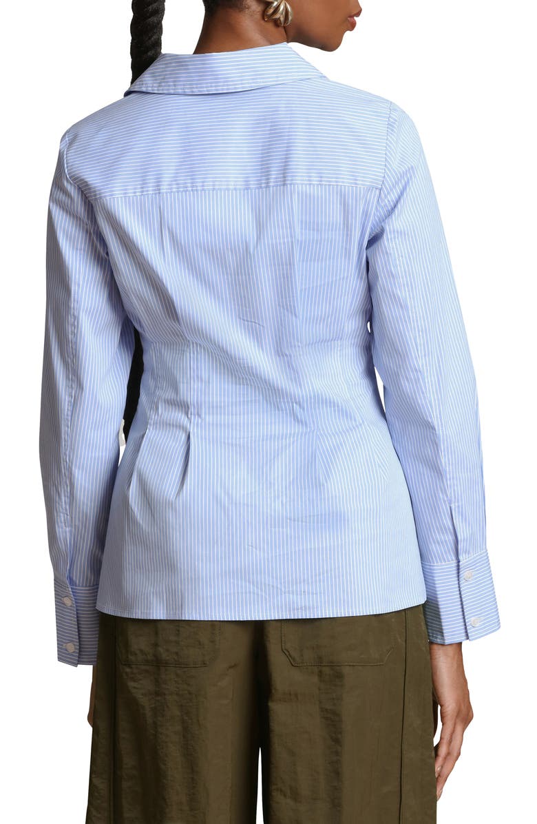 Avec Les Filles Stripe Cotton Blend Button-Up Top, Alternate, color, Blue/ White Stripe