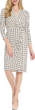 London Times Twist Front Draped Sheath Dress