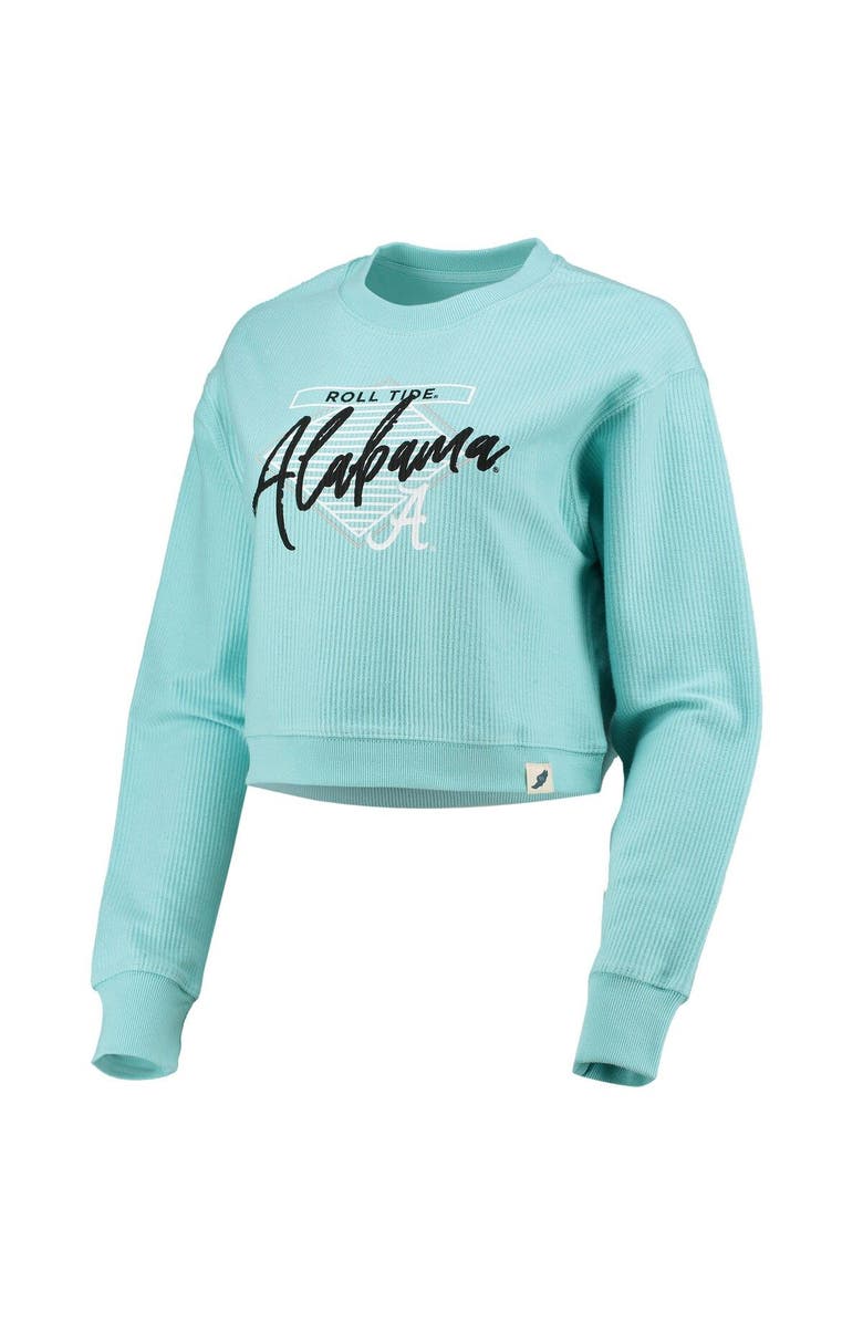 LEAGUE COLLEGIATE WEAR Women's League Collegiate Wear Light Blue Alabama Crimson Tide Corded Timber Cropped Pullover Sweatshirt, Alternate, color,