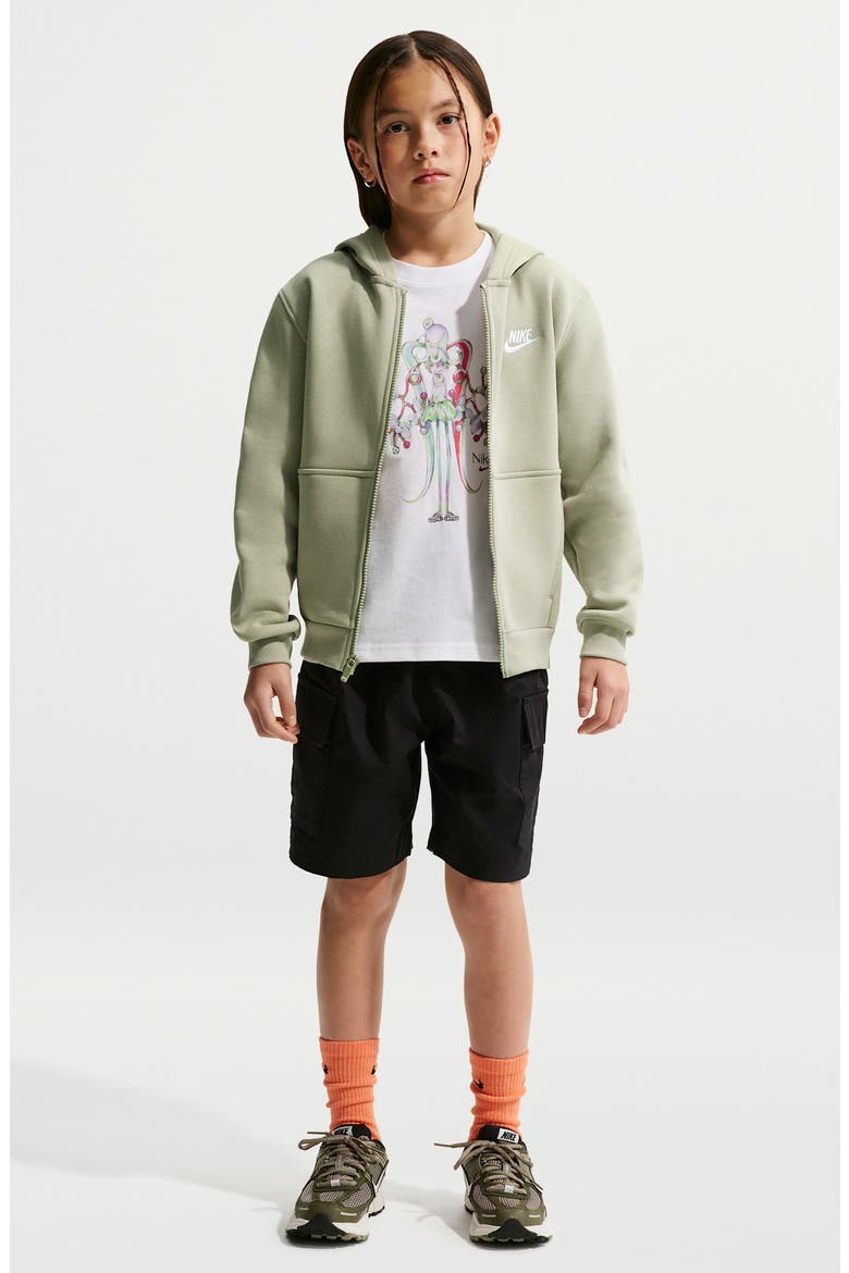 Kids' Sportswear Club Fleece Full-Zip Hoodie, Main, color, SPRUCE FOG/ WHITE