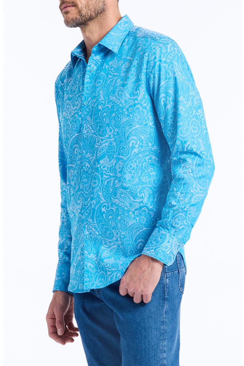 Hudson Floral Print Button-Up Shirt, Alternate, color, BLUE