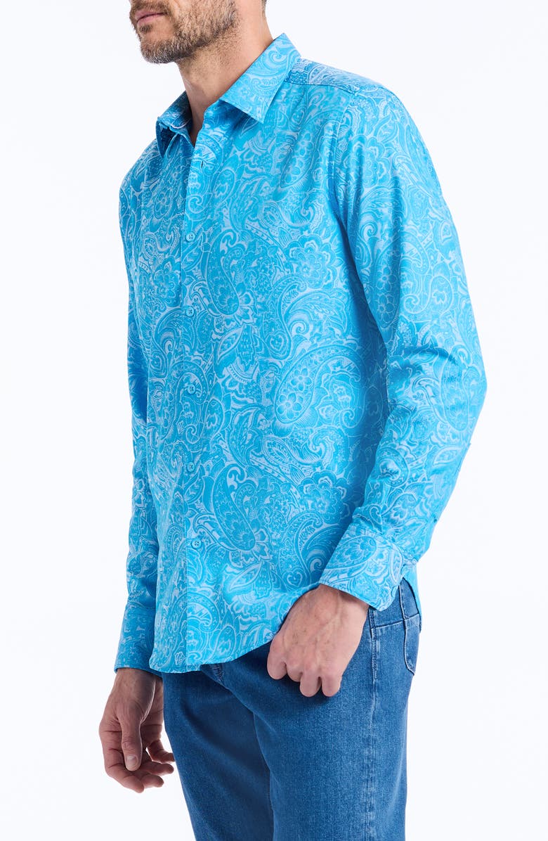 Robert Graham Hudson Floral Print Button-Up Shirt, Alternate, color, Blue