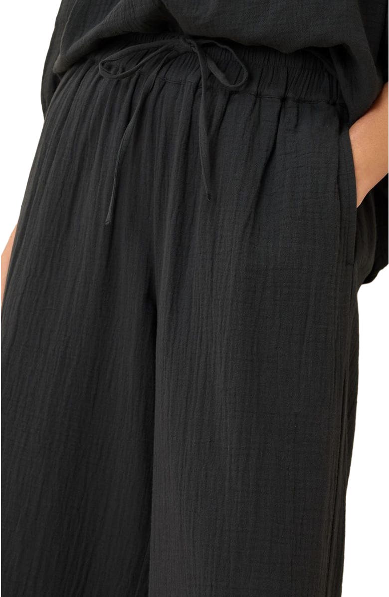 Pact Organic Cotton Coastal Double Gauze Split Hem Pant, Main, color, Black