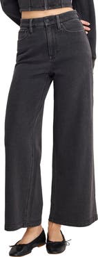 Good American Jeanius Good Skate High Waist Crop Wide Leg Jeans