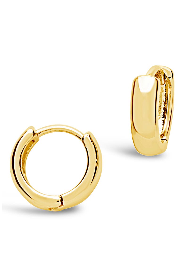 14K Yellow Gold Plated Sterling Silver Huggie Earrings, Alternate, color, GOLD