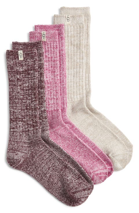 Assorted 3-Pack Slouchy Ribbed Crew Socks