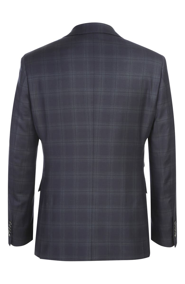 English Laundry Plaid Black Wool Blend Suit, Alternate, color, Black/ Olive