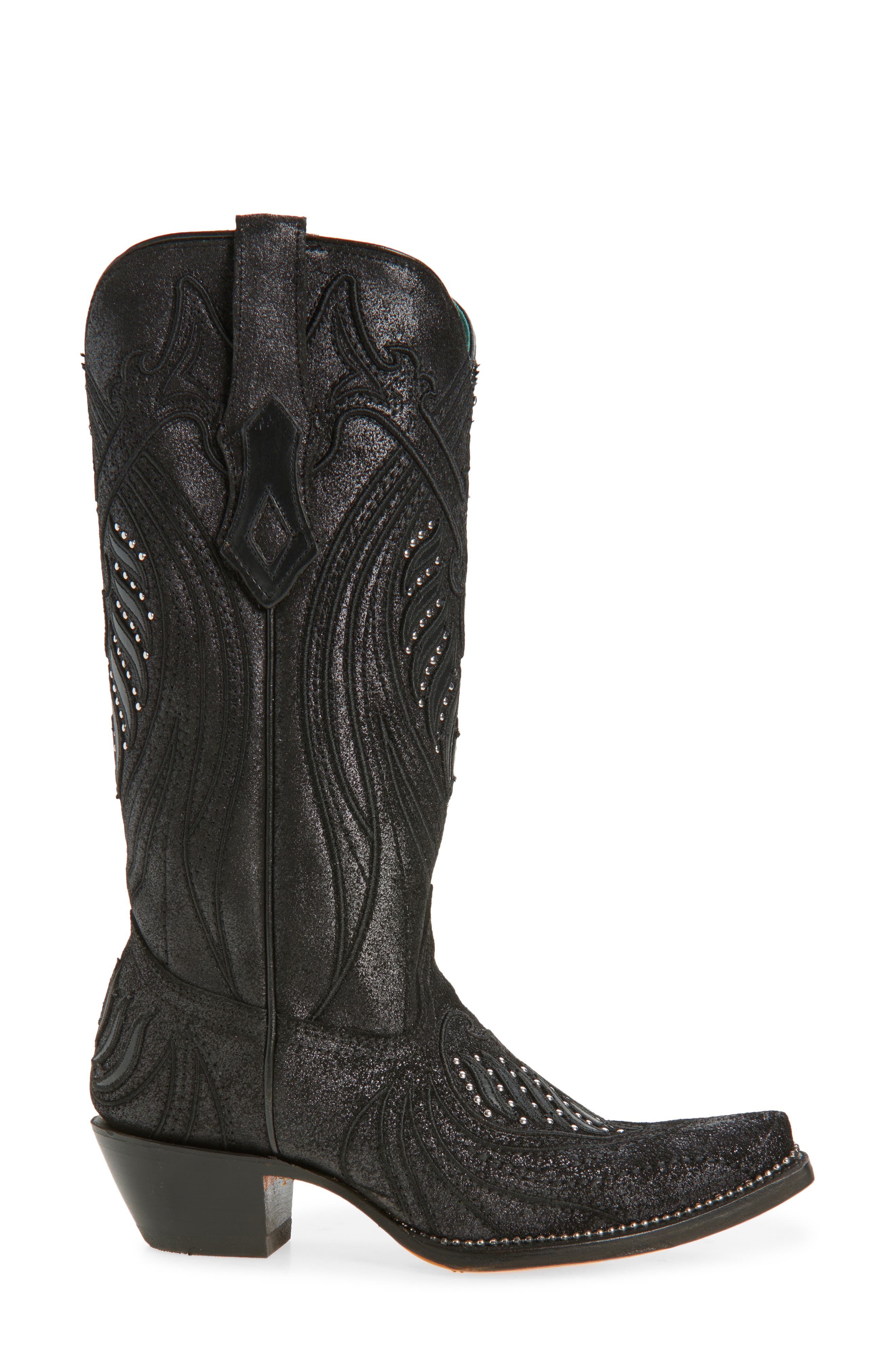 CORRAL Overlay Mid Calf Western Boot, Alternate, color, Black