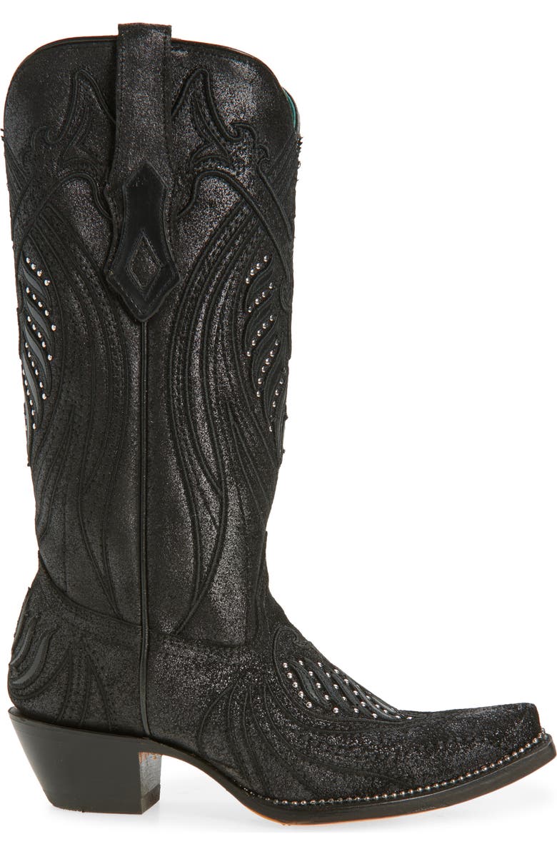 CORRAL Overlay Mid Calf Western Boot, Alternate, color, Black