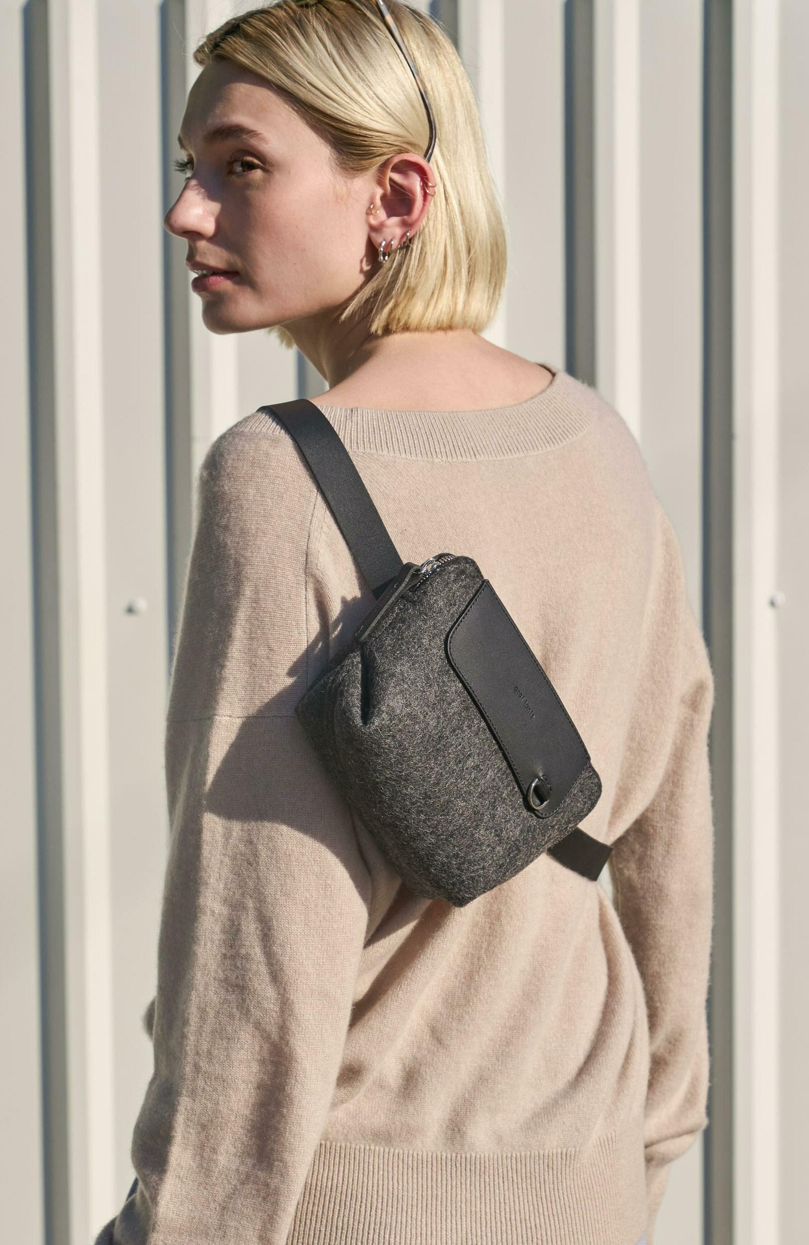 Graf Lantz Bedford Merino Wool Belt Bag, Alternate, color, Charcoal Black