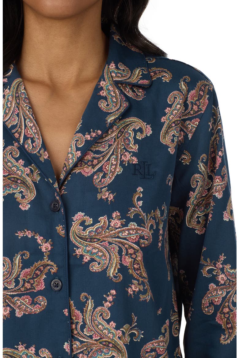 Stripe Cotton & Viscose Pajamas, Alternate, color, NAVY PRINT