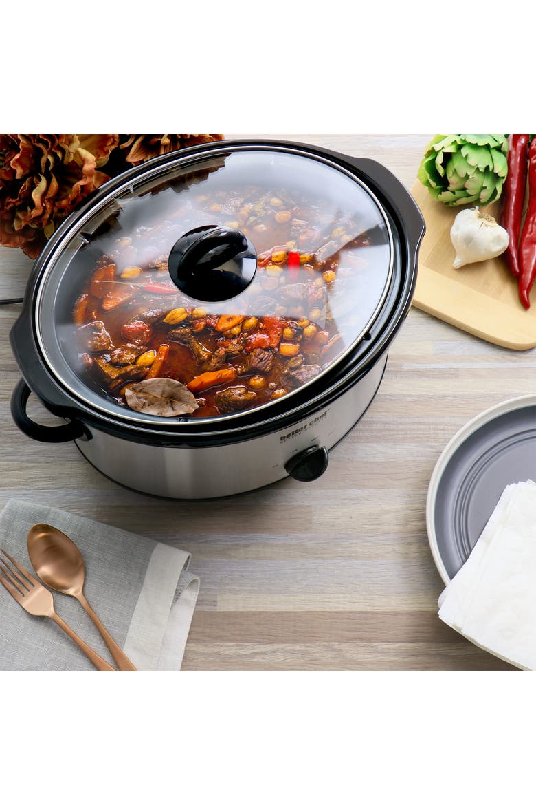 6 Quart Oval Slow Cooker with Removable Stoneware Crock, Alternate, color, Silver