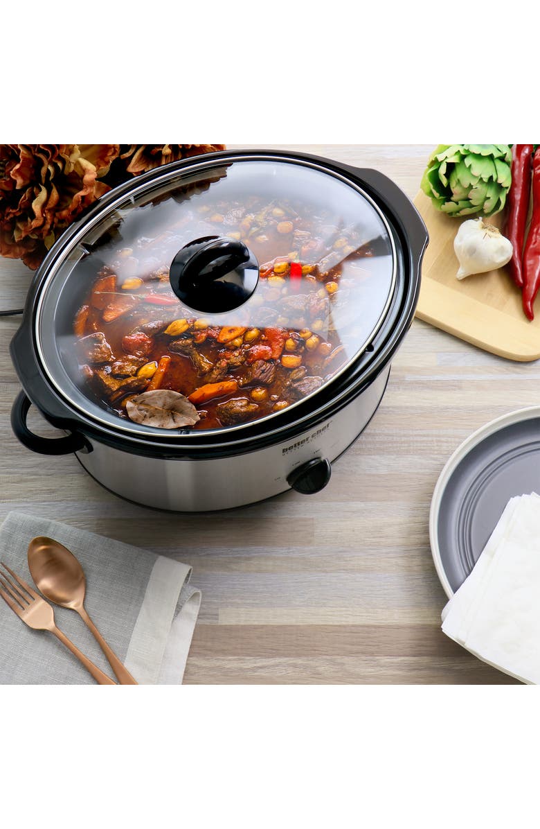 Better Chef 6 Quart Oval Slow Cooker with Removable Stoneware Crock, Alternate, color, Silver