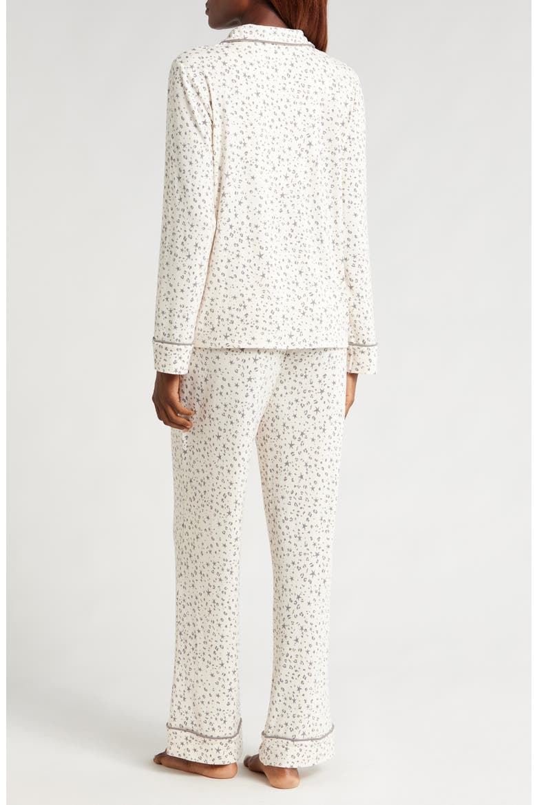 Print Long Sleeve Pajamas, Alternate, color, ANIMAL STARS