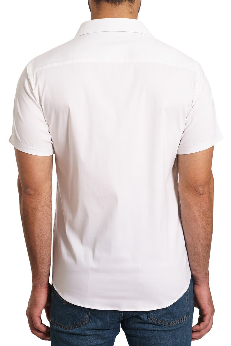 Trim Fit Solid Cotton Short Sleeve Button-Up Shirt, Alternate, color, WHITE