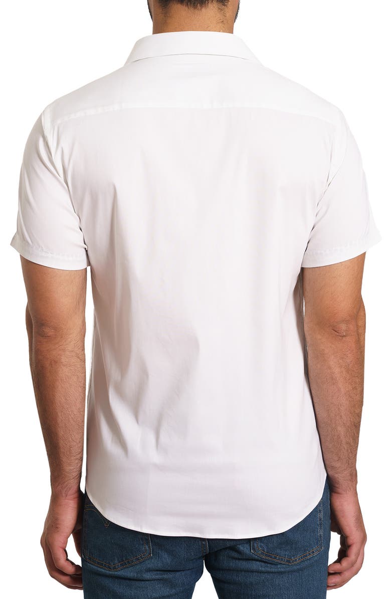Jared Lang Trim Fit Solid Cotton Short Sleeve Button-Up Shirt, Alternate, color, White