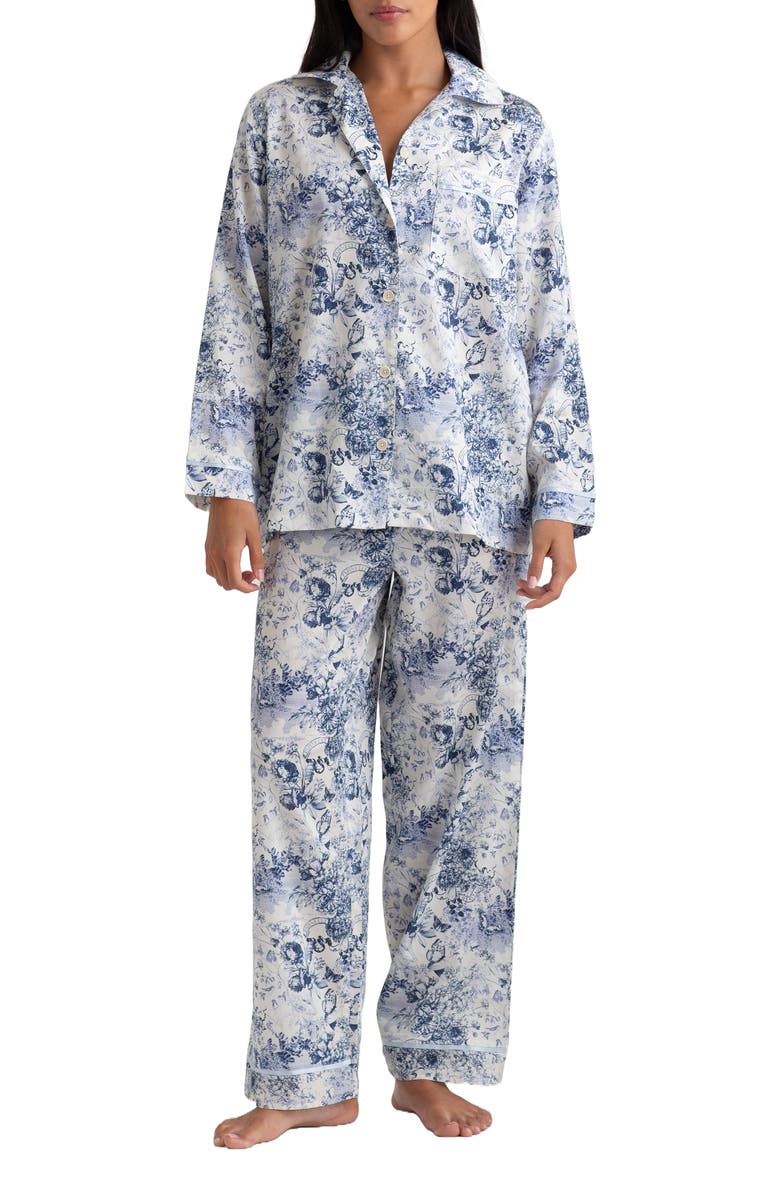 Papinelle Toile de Jouy Cotton Sateen Pajamas, Main, color, 