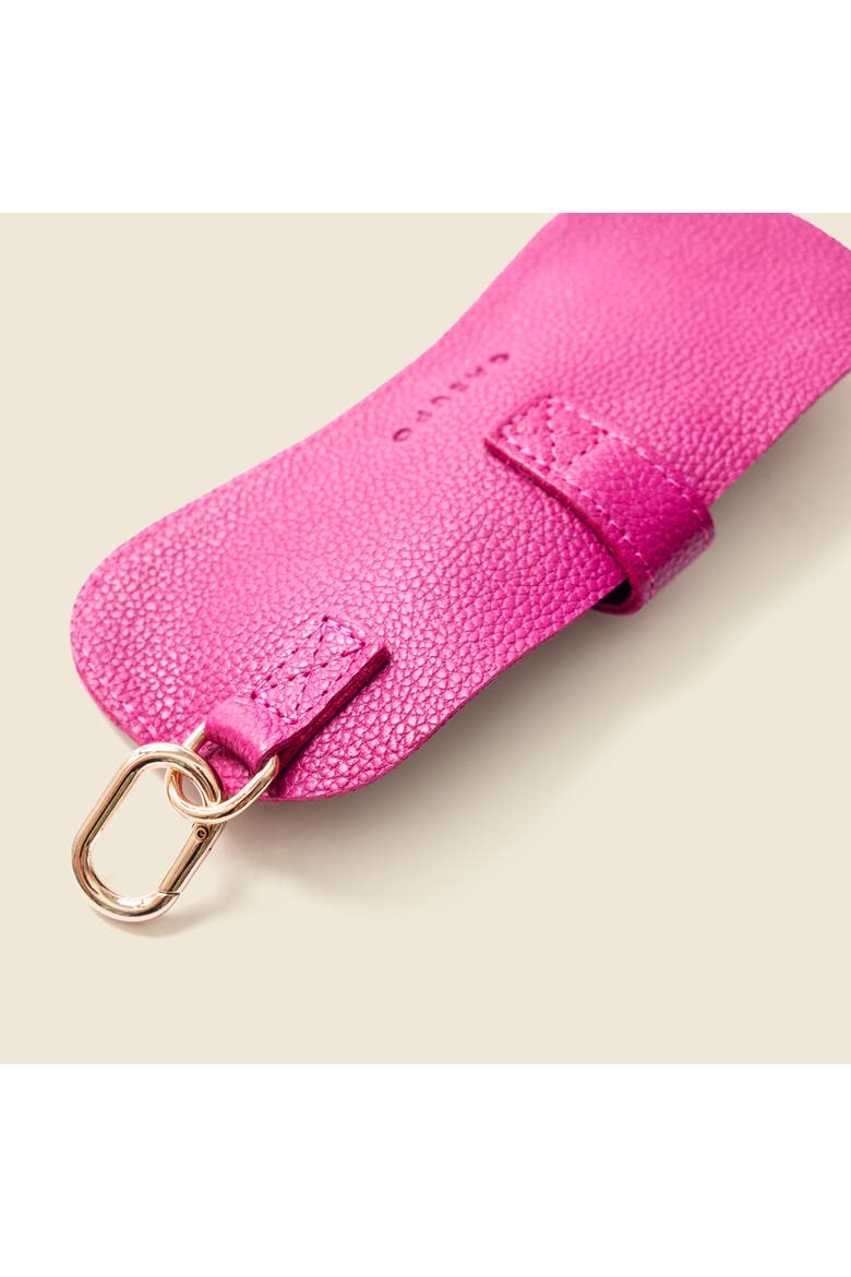 Leather Sunglasses Case with Key Ring, Alternate, color, Pink