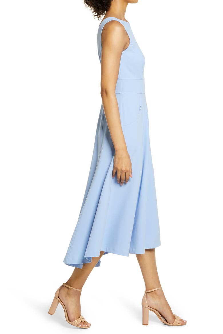Bateau Neck Fit & Flare Dress, Alternate, color, BLUE