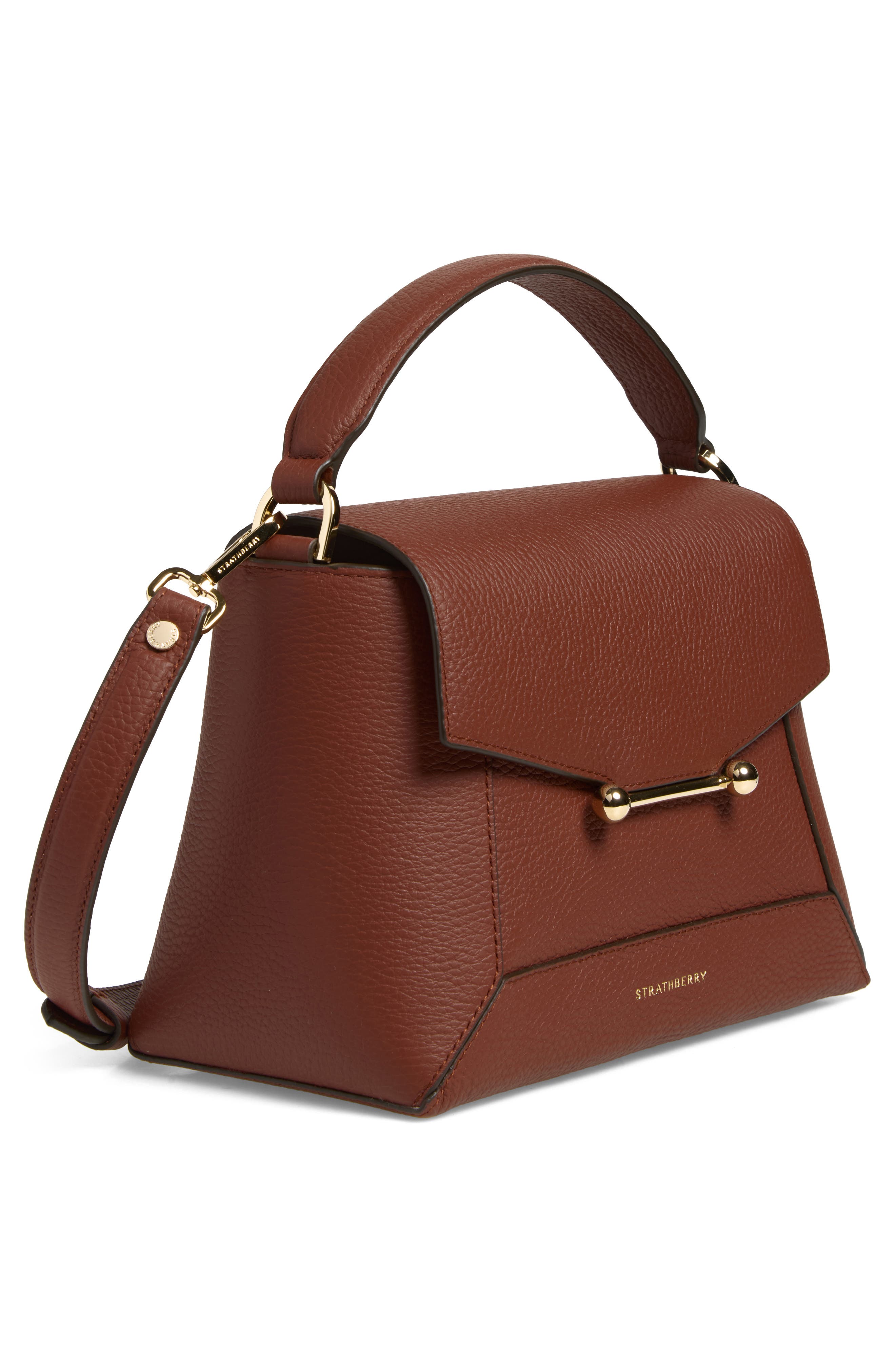 Mosaic Leather Top Handle Bag, Alternate, color, WALNUT