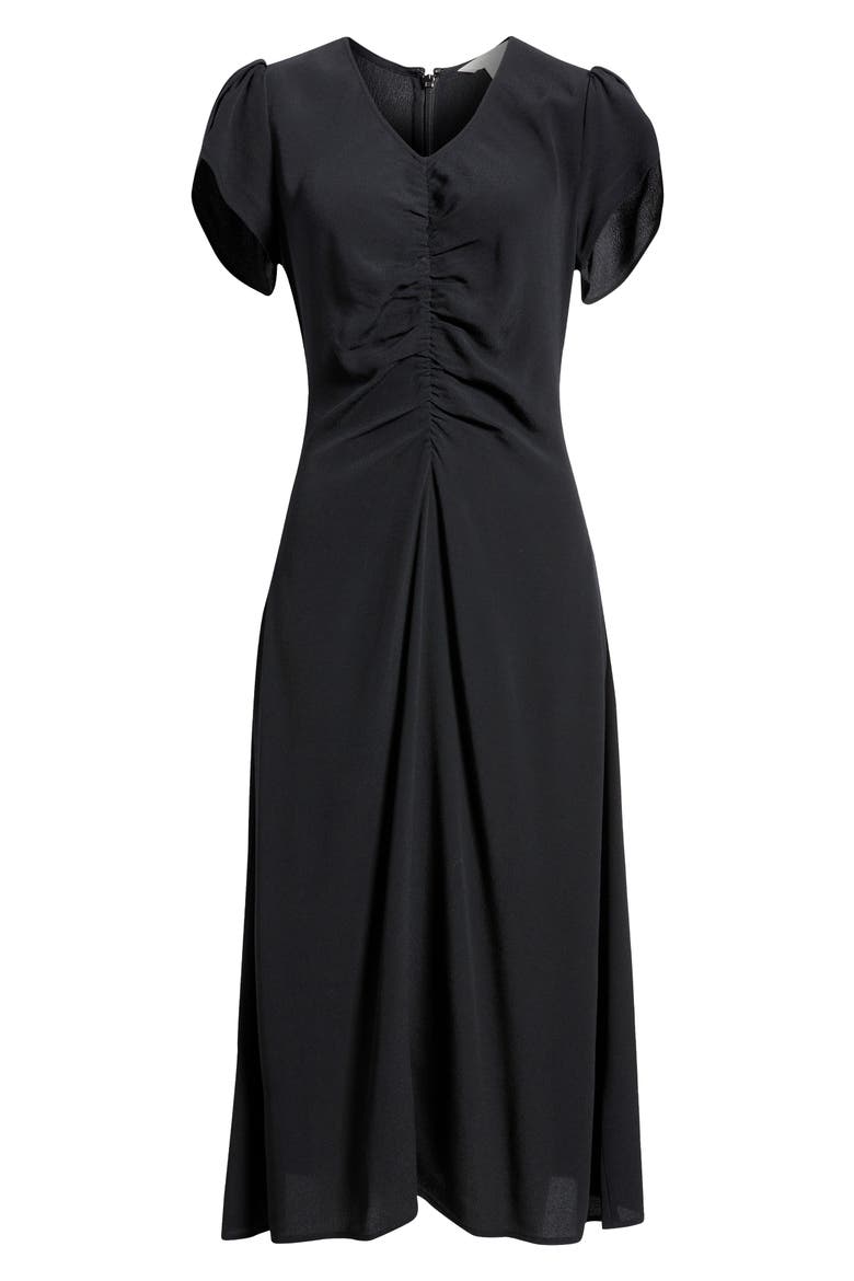 Ruched Midi Dress, Alternate, color, BLACK