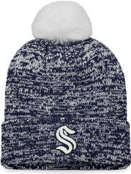 FANATICS Women's Fanatics Branded Deep Sea Blue Seattle Kraken Glimmer Cuffed Knit Hat with Pom