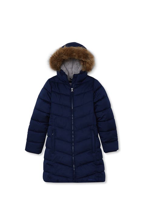 Girls Fleece Lined Printed Parka