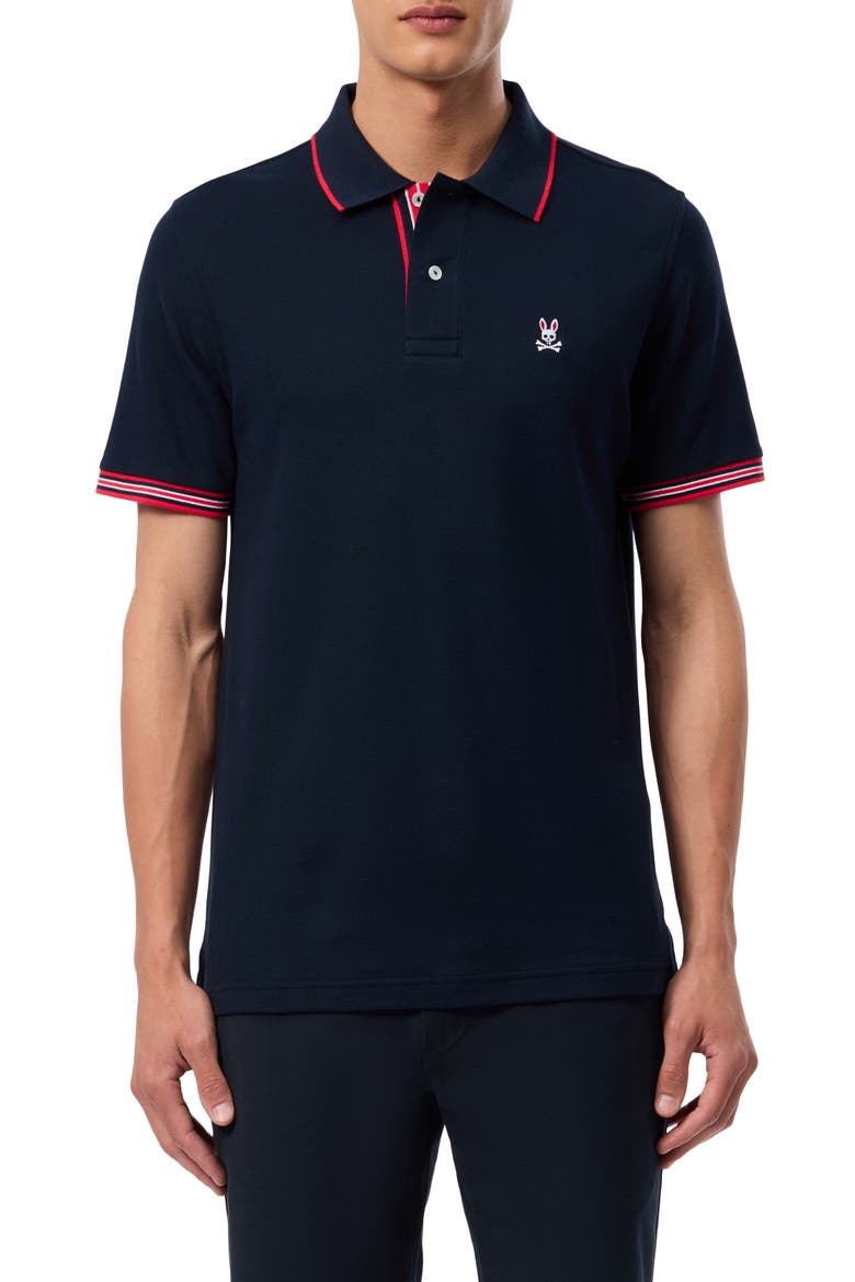 Cambridge Tipped Piqué Knit Polo, Main, color, NVY