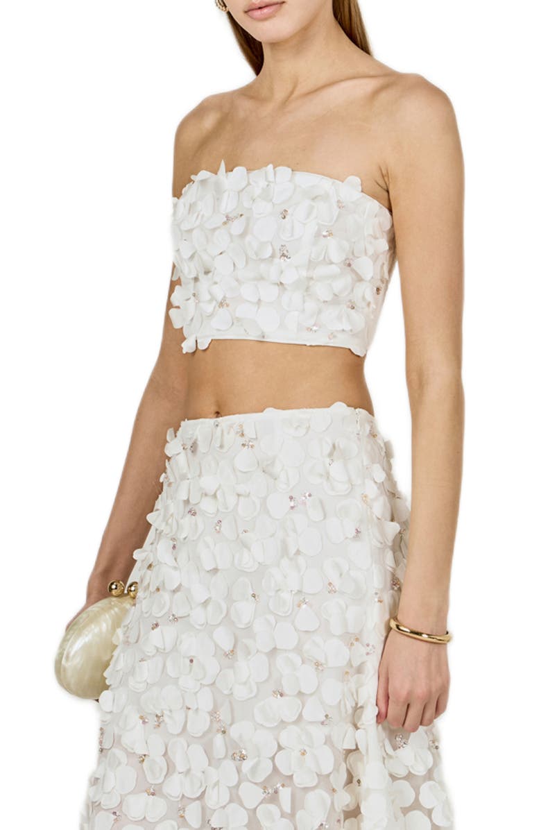 Endless Rose 3D Floral Crop Bandeau Top, Alternate, color, Off White