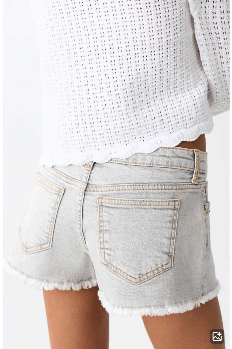 Studded Cutoff Denim Shorts, Alternate, color, DENIM GREY