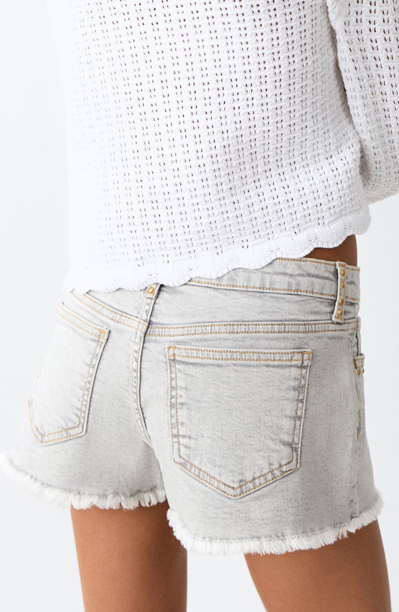 MANGO TEEN Studded Cutoff Denim Shorts, Alternate, color, Denim Grey