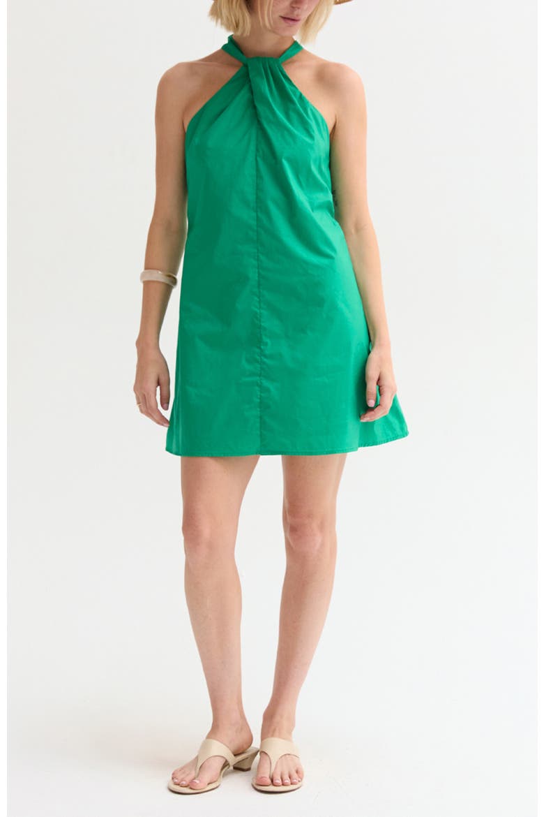 Halter Poplin Mini Dress, Alternate, color, Green