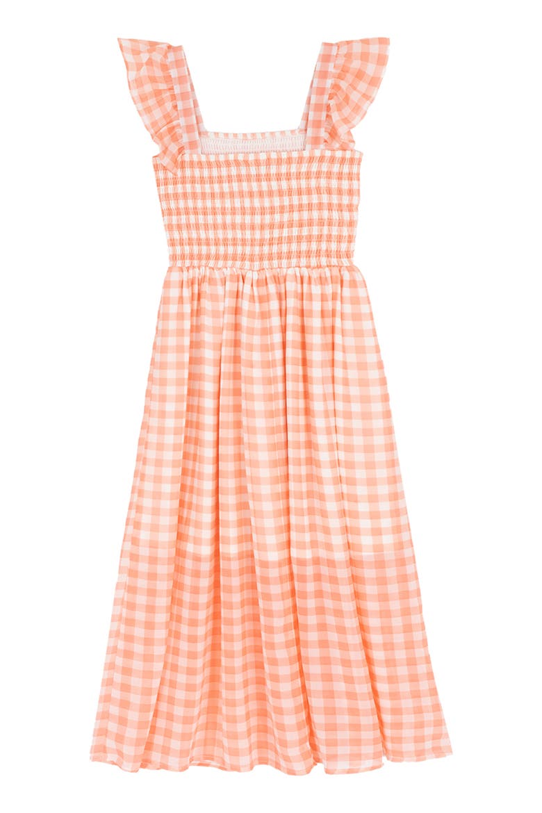 Kids' Chiffon Smocked Flutter Sleeve Sundress, Alternate, color, CORAL