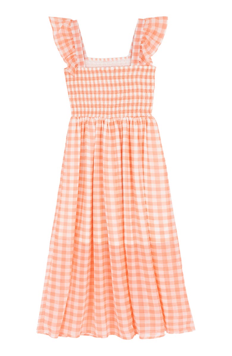 RARE, TOO! Kids' Chiffon Smocked Flutter Sleeve Sundress, Alternate, color, Coral