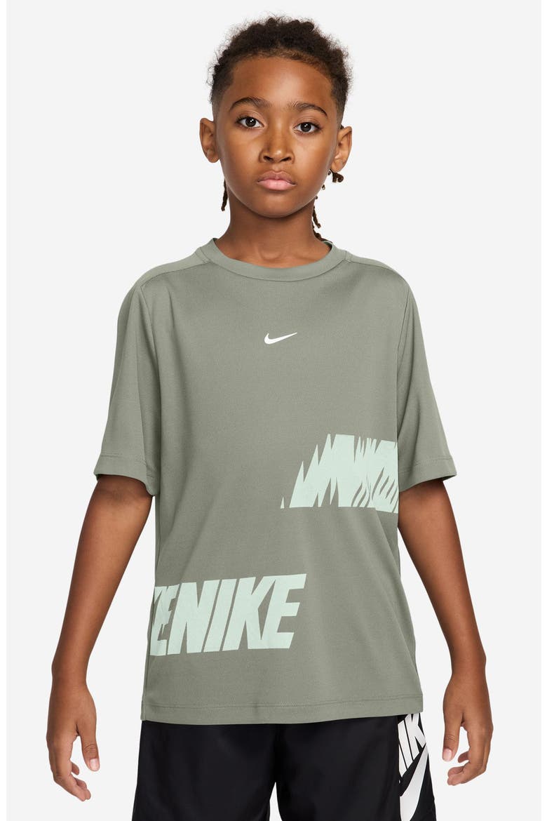 Kids' Dri-FIT Graphic T-Shirt, Main, color, SPRUCE FOG/ WHITE