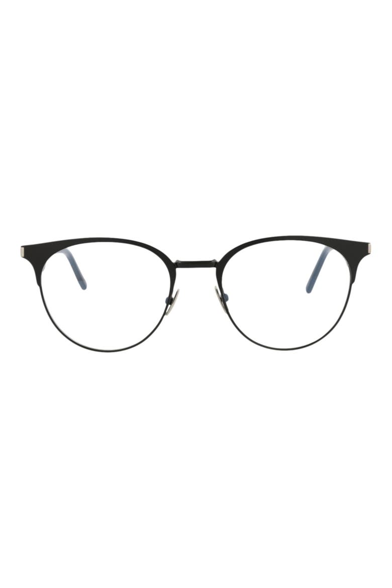 52mm Round Optical Glasses, Main, color, BLACK BLACK TRANSPARENT
