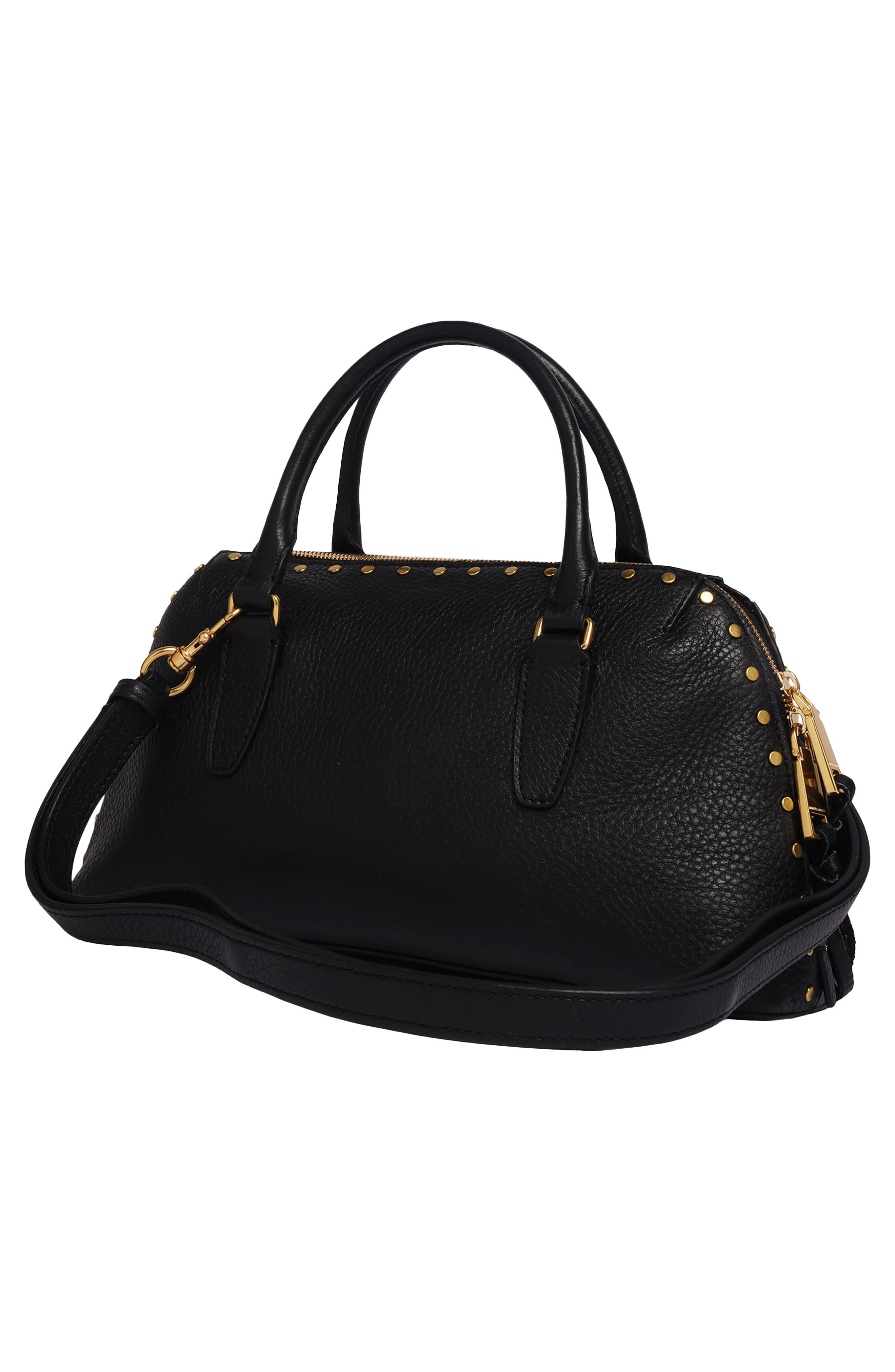 Darren Dome Leather Crossbody Bag, Alternate, color, BLACK