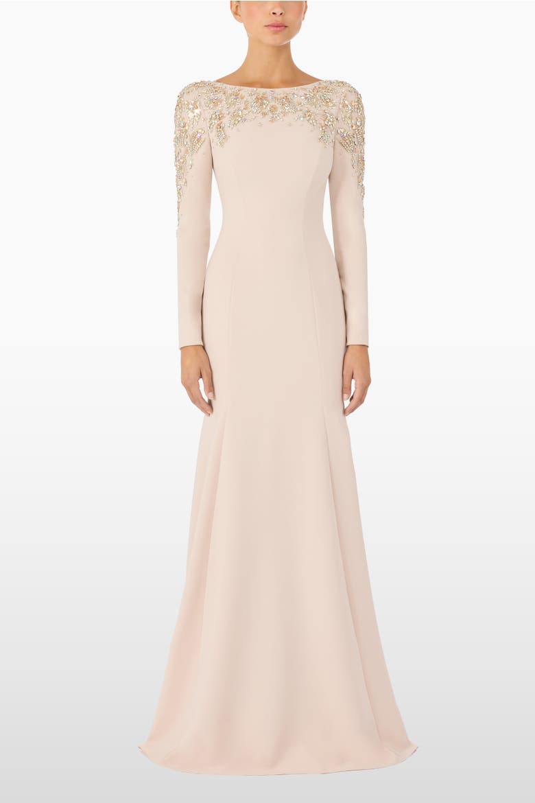 Kelly Embellished Long-Sleeve Maxi Dress, Alternate, color, Moonstone