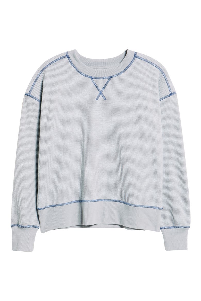 Contrast Stitch Waffle Knit Sweatshirt, Alternate, color, HEATHER GREY