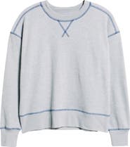 CITY BLUES Contrast Stitch Waffle Knit Sweatshirt