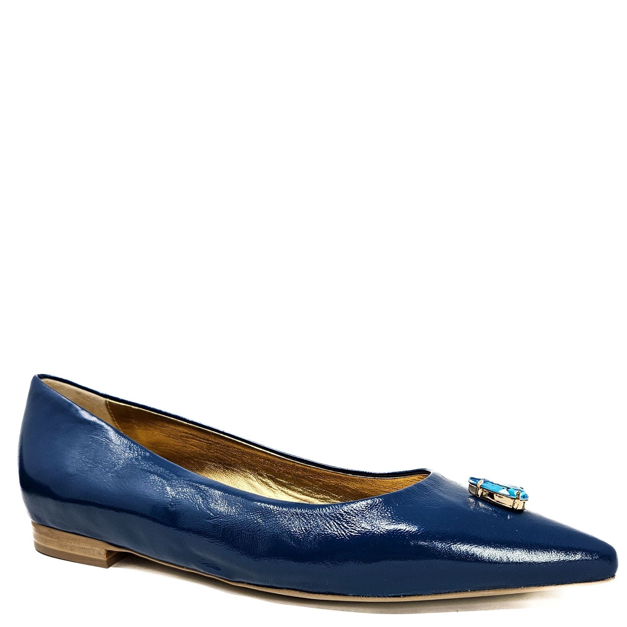 Maira Pointy Ballet With Jewel, Alternate, color, Blue