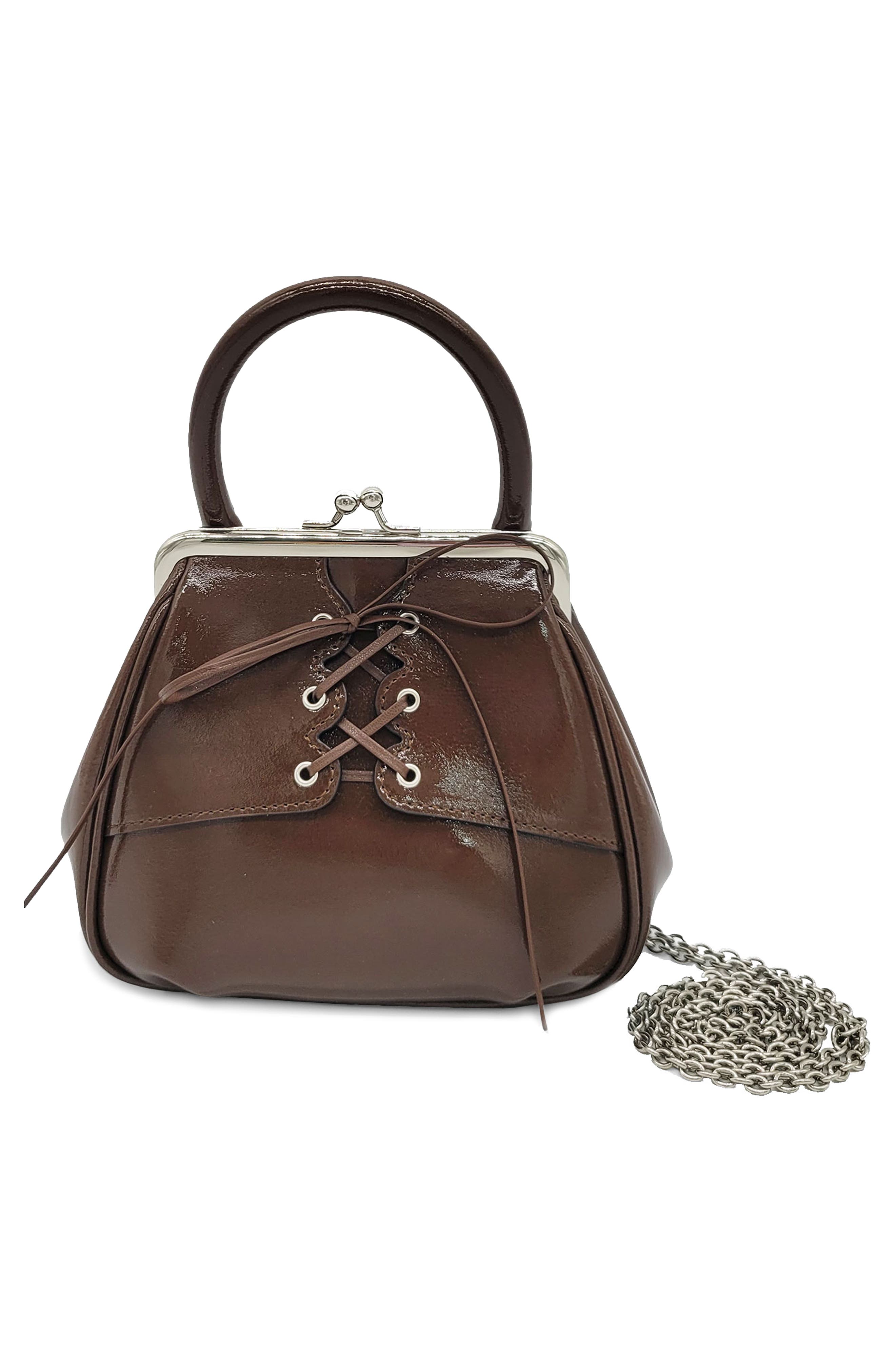 Oryany Mini Lace Up Leather Tote, Alternate, color, Camel Brown