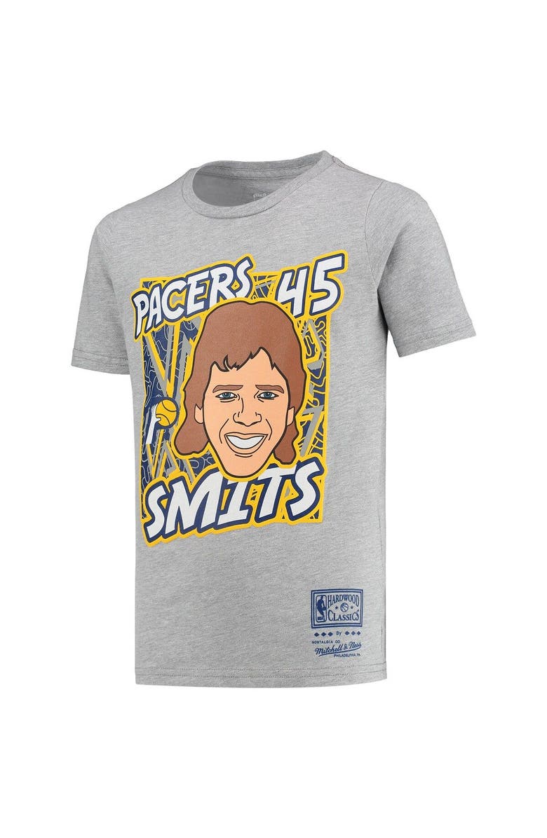 Mitchell & Ness Youth Mitchell & Ness Rik Smits Gray Indiana Pacers Hardwood Classics King of the Court Player T-Shirt, Alternate, color, Heather Gray