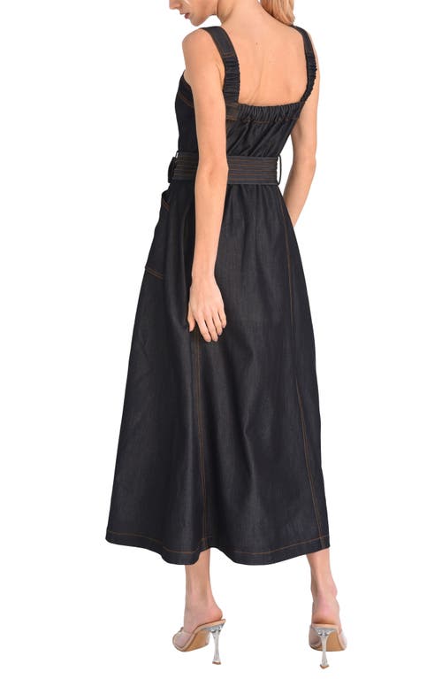 Ciebon Drew Seamed Denim Maxi Dress In Denim Blue